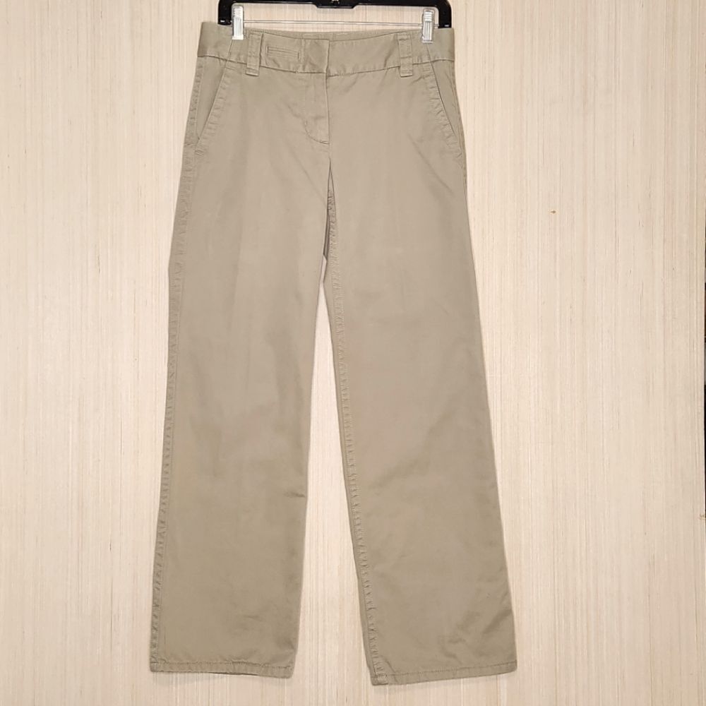 J. Crew Classic Twill Chino Pant Flannel Lined Favorite Fit Khaki/Ivory Size 4P